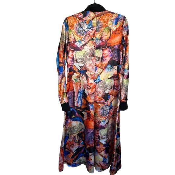 Nicopanda Satin Bomber Colorful Abstract Print Dress Size Medium - Picture 2 of 4